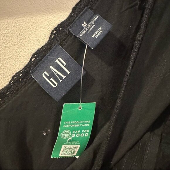 Gap Black Organic Cotton Eyelet Ruffle Mini Dress Size M NWT Romanticcore - Picture 10 of 15